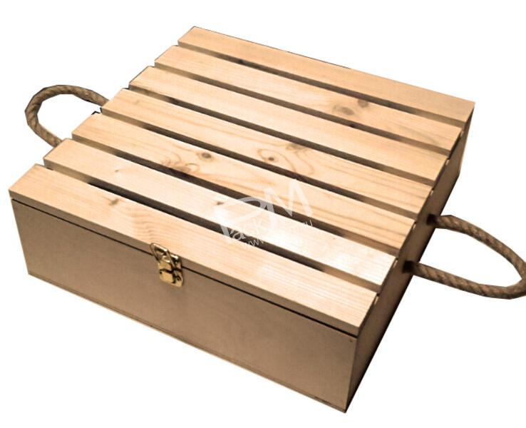 Реечный фанерный ящик с ручками, защелкой и петлями