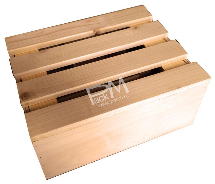 Ящик деревянный реечный с крышкой арт. 0336